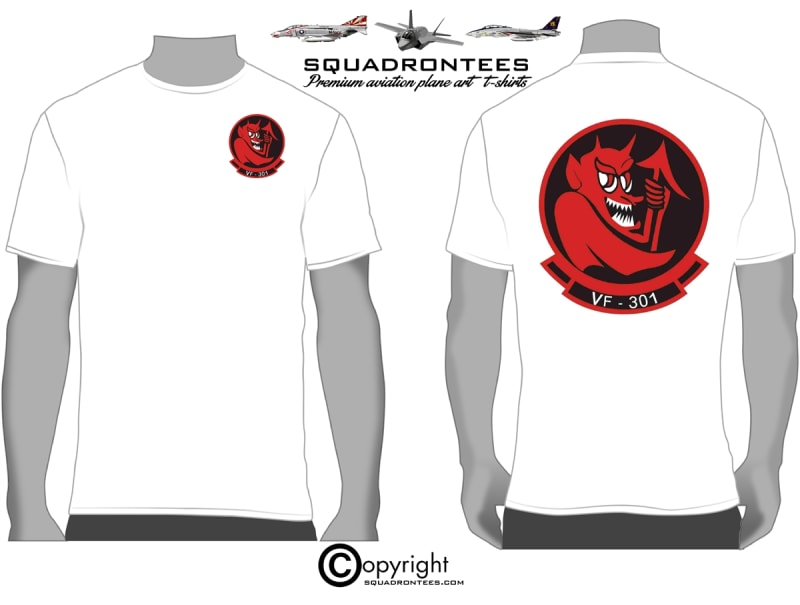 VF-301 Devils Disciples Logo Back Squadron T-Shirt - USN Licensed Product