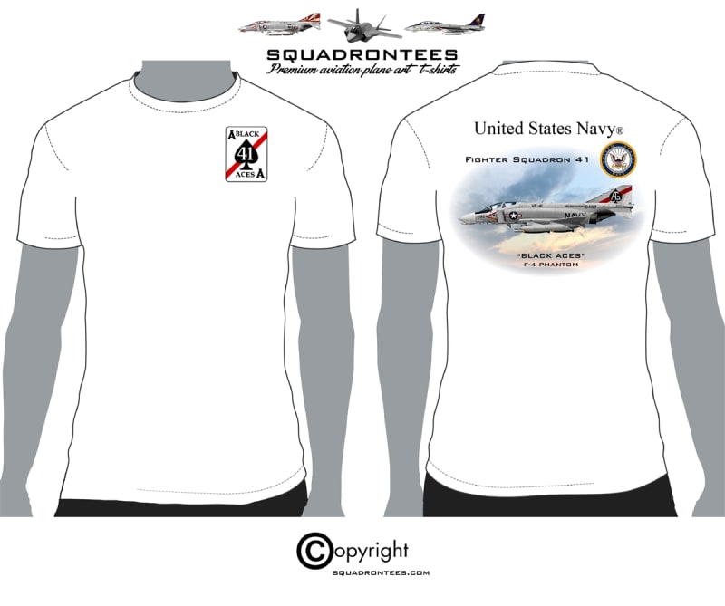 VF-41 Black Aces F-4 Phantom Squadron T-Shirt - USN Licensed Product