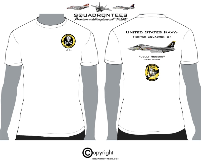 VF-84 Jolly Rogers F-14 Squadron T-Shirt- USN Licensed Product