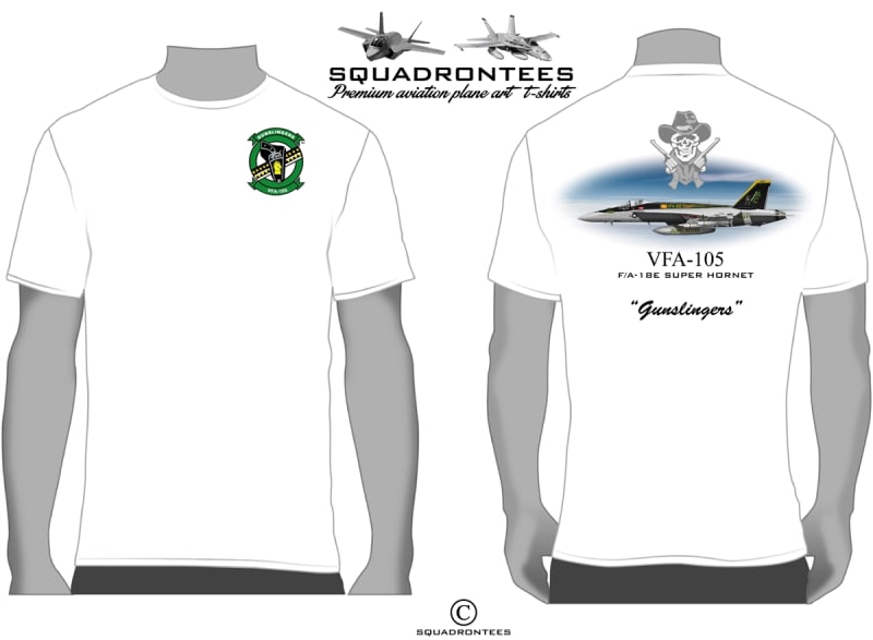 VFA-105 Gunslingers F/A-18 Squadron T-Shirt D2 - USN Licensed Product