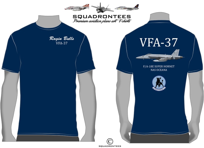 VFA-37 Ragin Bulls F/A-18E Squadron T-Shirt D4, USN Licensed Product