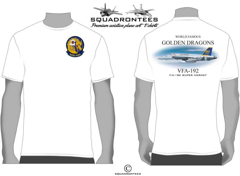 VFA-192 Golden Dragons F/A-18 Squadron T-Shirt D1 - USN Licensed Product