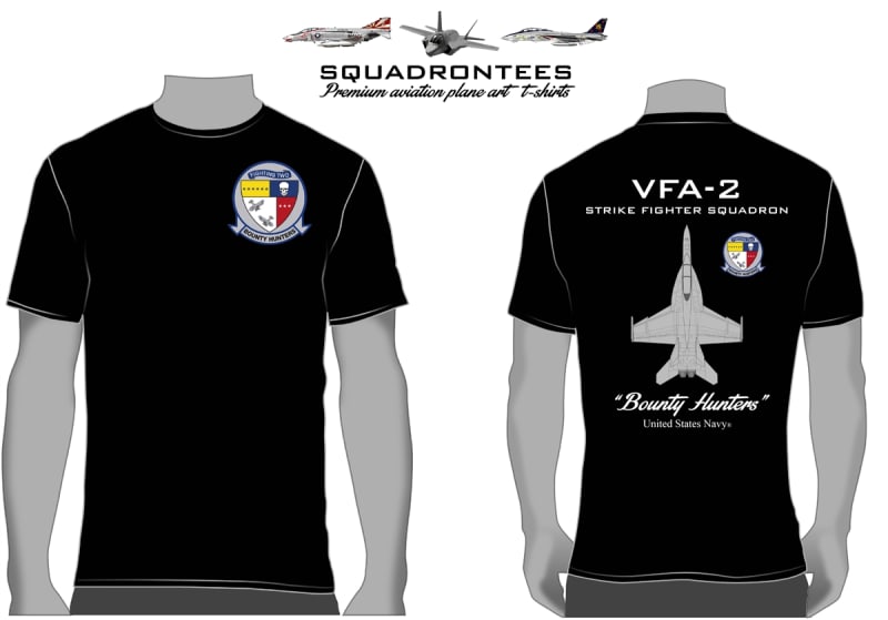 VFA-2 Bounty Hunters F-18 SuperHornet Squadron T-Shirt D4 -USN Licensed Product
