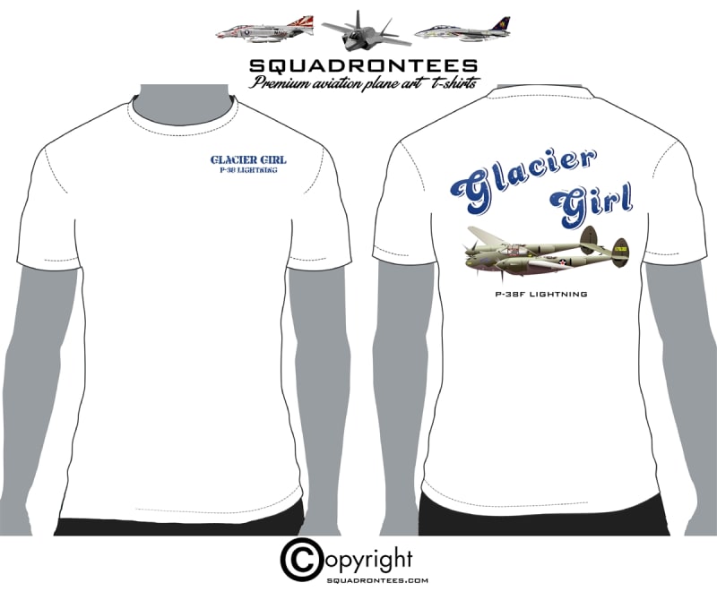 P-38 Glacier Girl -  Premium Plane Art T-Shirt