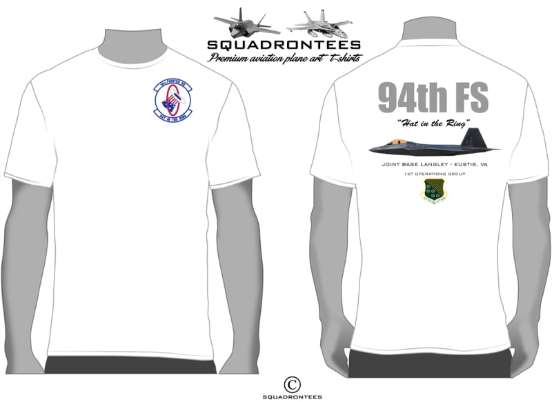 94th FS Hat in the Ring Squadron T-Shirt D2  - USAF Licensed Product