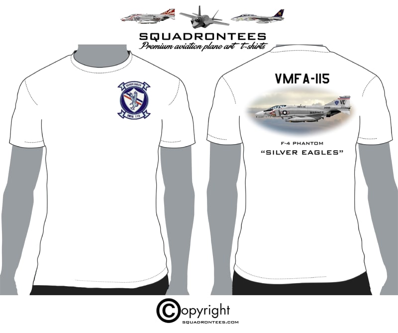VMFA-115 Silver Eagles Squadron T-Shirt D1, USMC Licensed Product