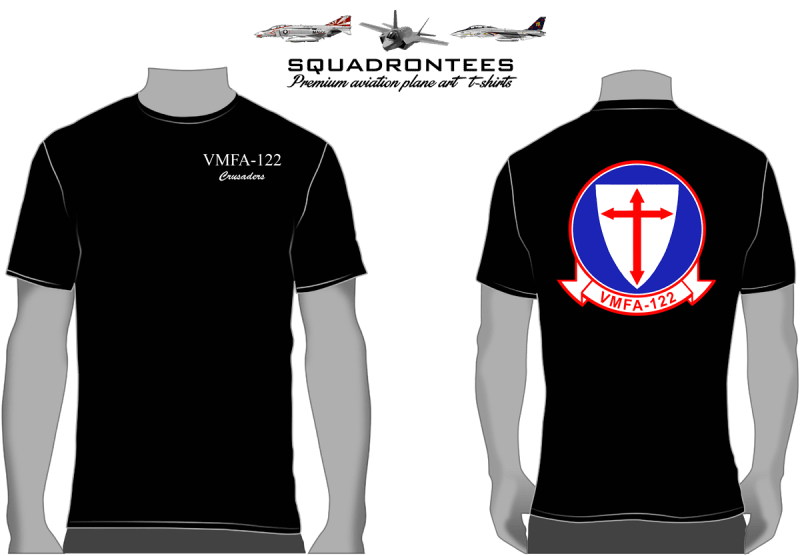 VMFA-122 Crusaders Logo Back Squadron T-Shirt D2, USMC Licensed Product