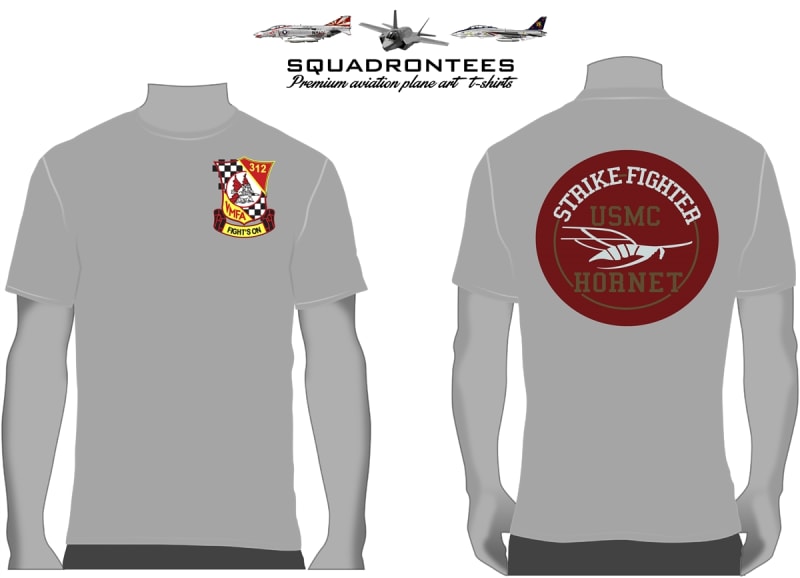 VMFA-312 Checkerboards F/A-18 Hornet Squadron T-Shirt D4, USMC Licensed Product