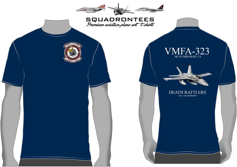 VMFA-323 Death Rattlers F/A-18 Hornet Squadron T-Shirt D3, USMC Licensed Product