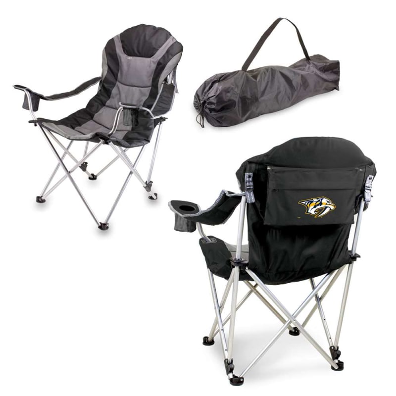 Nashville Predators - Reclining Camp Chair, (Black with Gray Accents)  
