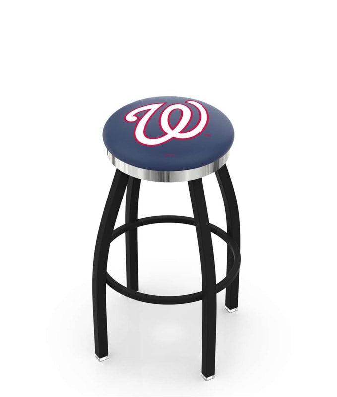  Washington Nationals 25" Swivel Counter Stool with a Black Wrinkle and Chrome Finish  