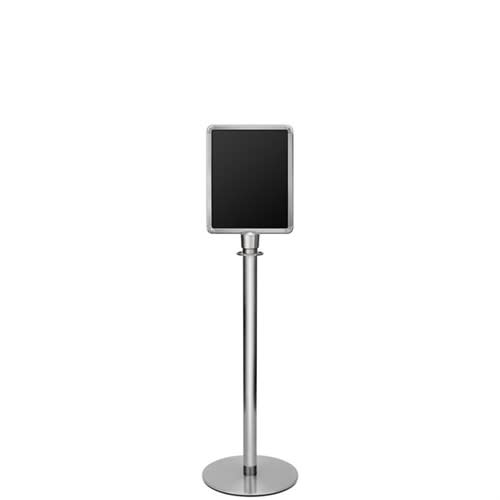 “11x14 slim base sign stand vertical orientation polished stainless”