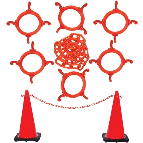 Orange Traffic Cone and Chain Connector Kit