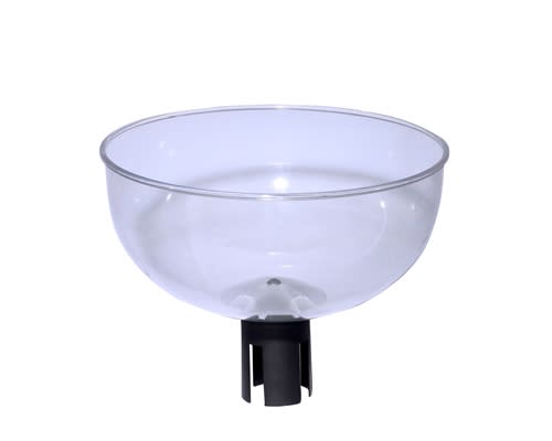 “Stanchion-mounted display bowl for retail queues”