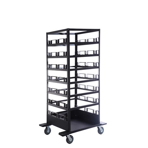 “21 post horizontal stanchion cart with compact storage design” “21 post horizontal stanchion cart with compact storage design”