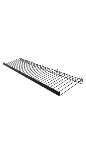 “Black metal wire display shelf for retail and queue systems” “Black metal wire display shelf for retail and queue systems”