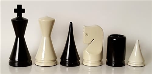 Handmade chess board in black and white lacquered wood