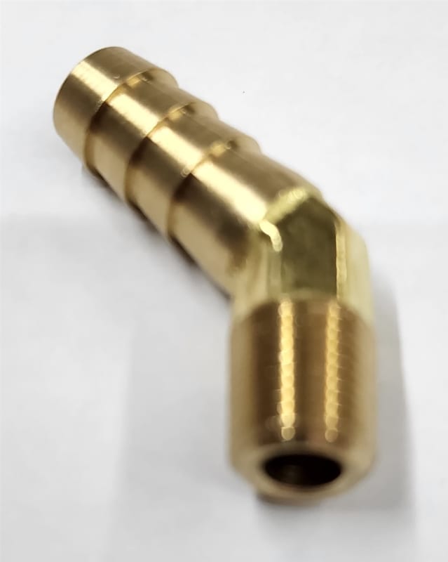 3/8 Hose Barb X 1/8 Male NPT Brass Elbow 45 Degree Pulse Fitting