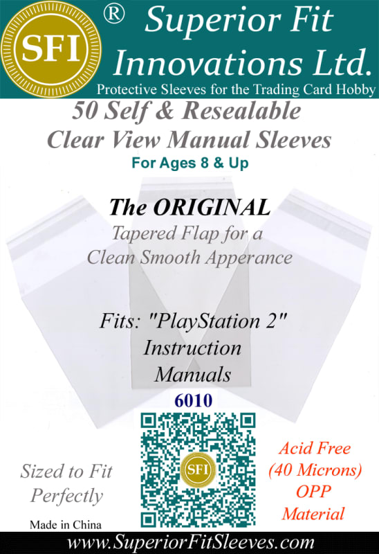 Sleeves for PlayStation 2 Instruction Manuals