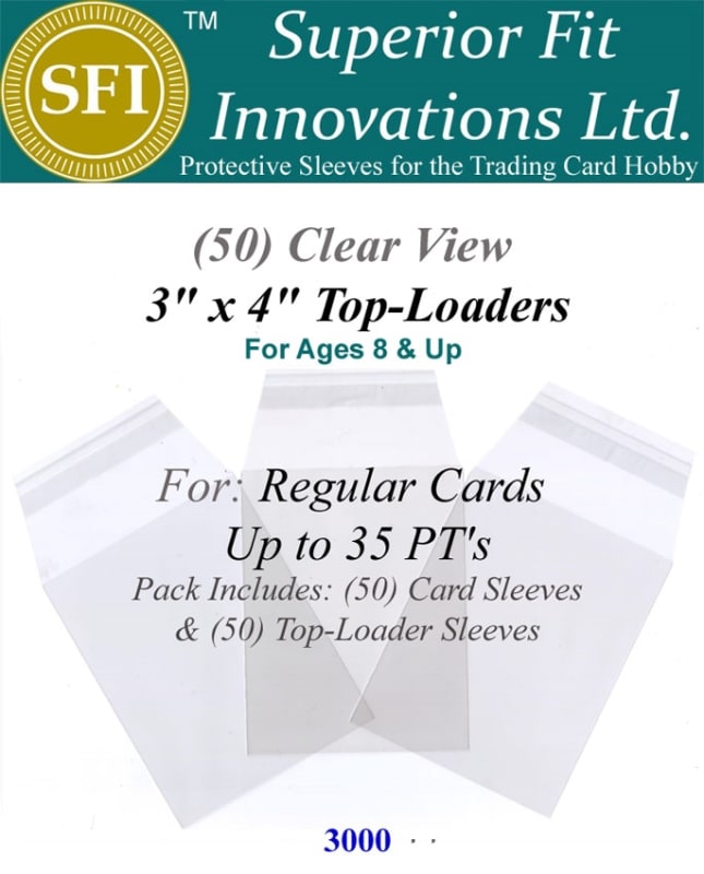 3 x 4 Top Loaders for Regular Cards to 35 PT