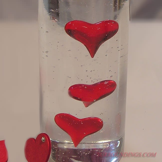 Red acrylic hearts for decorating and centerpieces