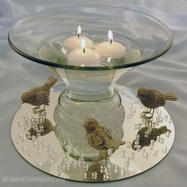 Glass flared bubble bowl for floating candle centerpieces