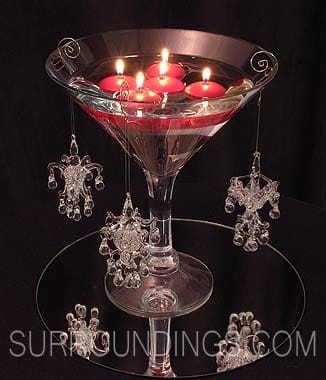 Glass stemmed martini bowl for floating candle centerpieces