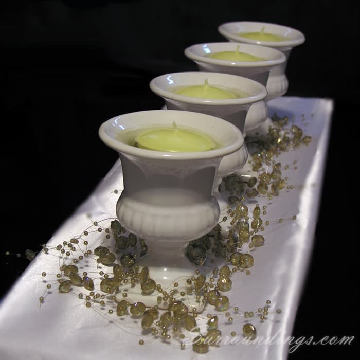 Mini urn and bead garland floating candle centerpiece kit