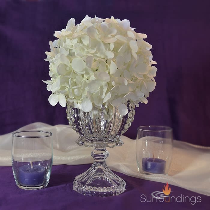 Lace Vase & Hydrangea centerpiece