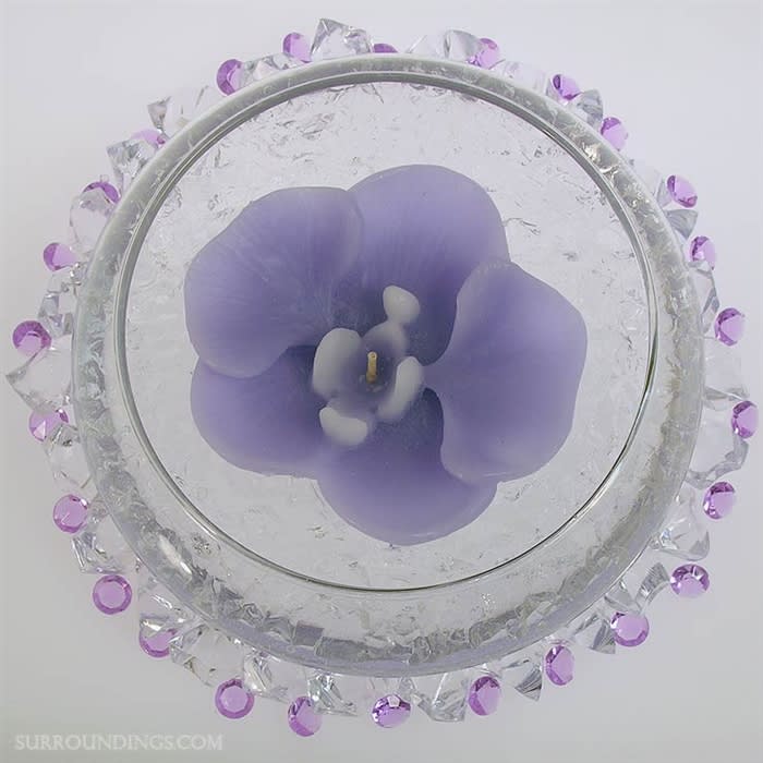 Lily bowl & flower floating candle centerpiece for weddings.