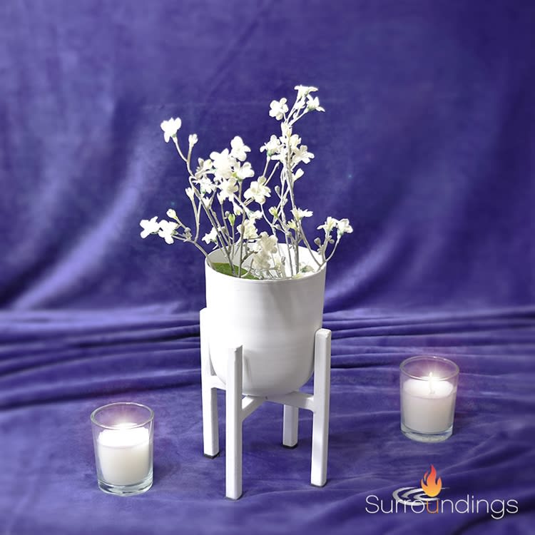 Eirene Lifted Vase, metal stand and metal bowl