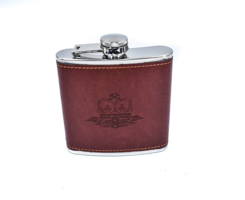 Colorado Leather-Wrapped Hip Flask