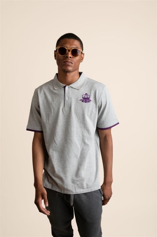 Men's Polo, Embroidered Logo - Heather Gray