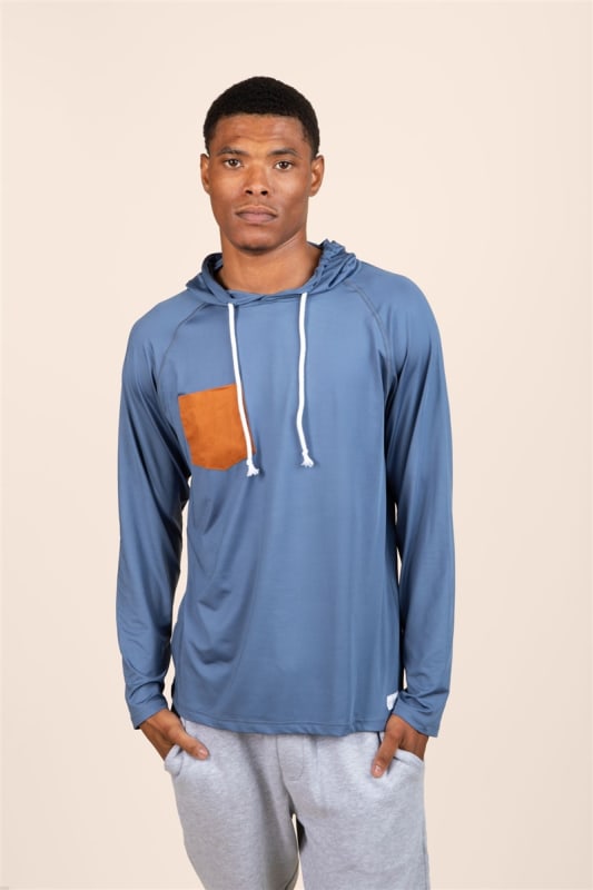 M's  Active Long-Sleeve Hooded Pullover - Chambray Bleu
