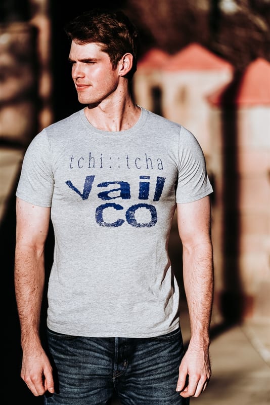 M's Distressed  VAIL Tee  - Heather Gray