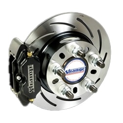 Strange Engineering Pro Series Rear Brake Kit For Large GM OEM Ends and Strange Eliminator Kit With Slotted Rotors, Four Piston Calipers & Soft Metallic Pads
