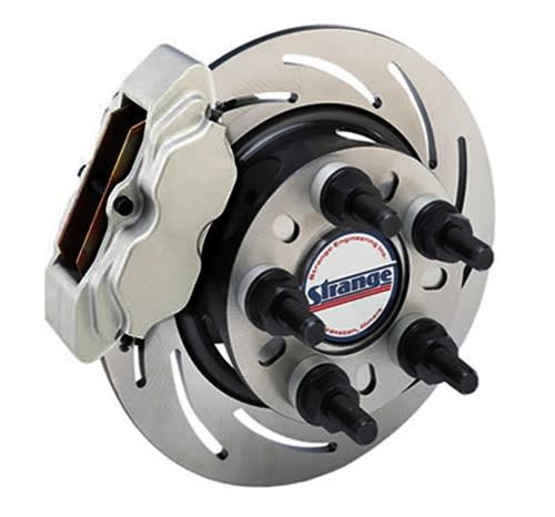 Strange Engineering Pro Series Front Brake Kit Ford Applications using 4 1/2" Bolt Circle Wheels 4 Piston Calipers & One Piece Slotted Rotors