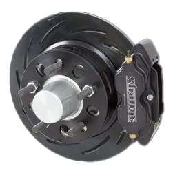 Strange Engineering Pro Series II Front Brake Kit Ford Applications using 4 1/2" Bolt Circle Wheels 4 Piston Calipers & Two Piece Slotted Rotors 79-93 Mustang