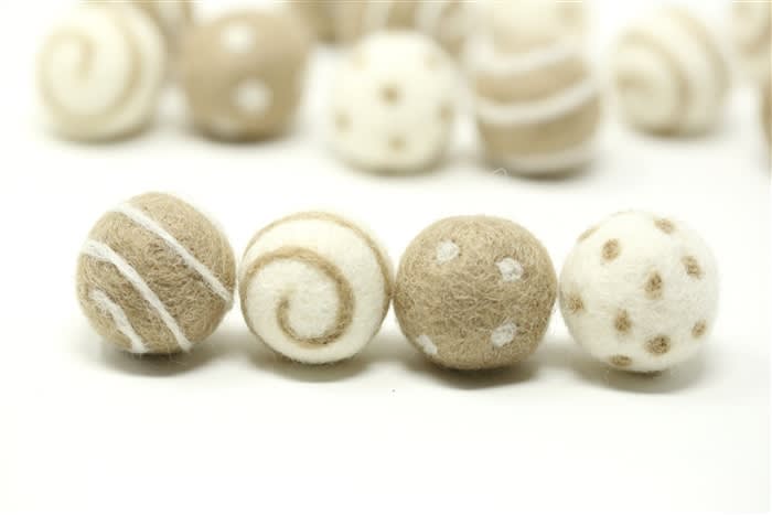 Felt Balls - Bisque Dots & Swirls