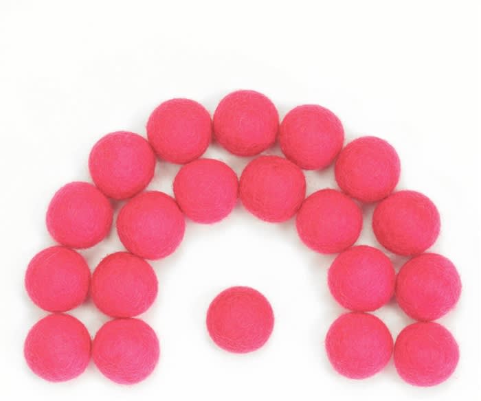 Hot Pink- Wool felt ball 2cm