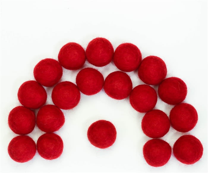 Valentine's Day Red, Pink & White Wool Felt Balls