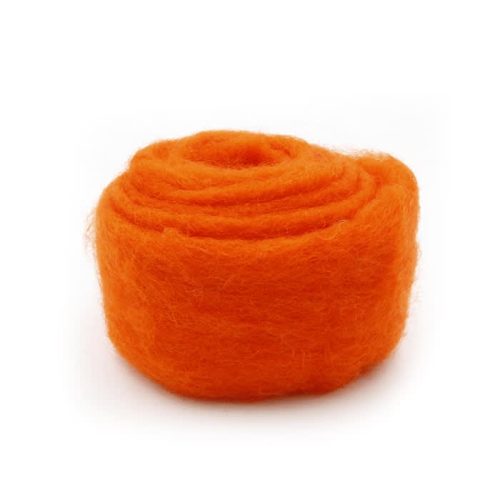 Carded Wool - Dark Orange