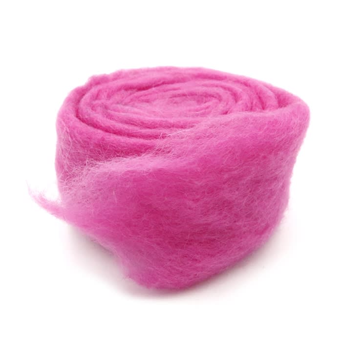 Carded Wool - Dark Pink