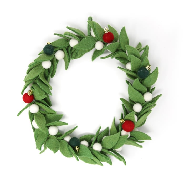 Felt Mistletoe Wreath - Light Bulb 13''