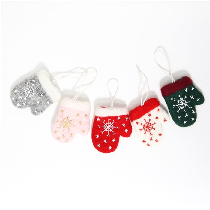 Felt Mittens, embroidered stockings, embroidered felt stocking