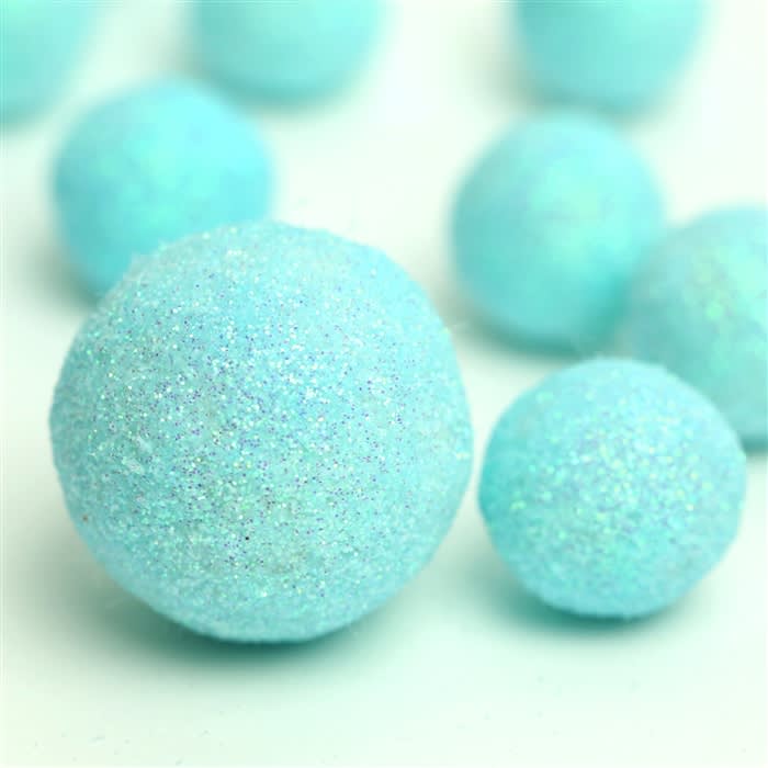 Glitter Balls, Glitter Felt Balls, Wool Felt Balls, Pastel Blue Glitter