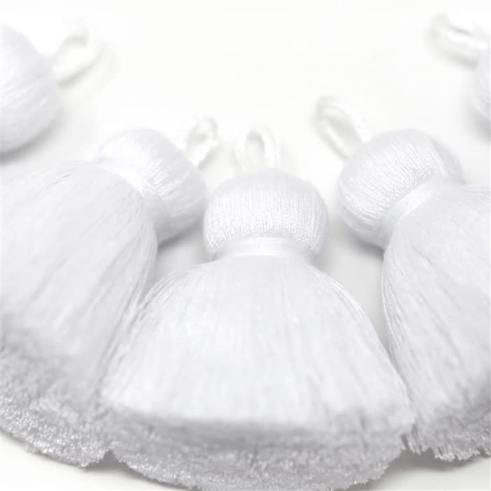 Mini Tassels 5 Pack - White