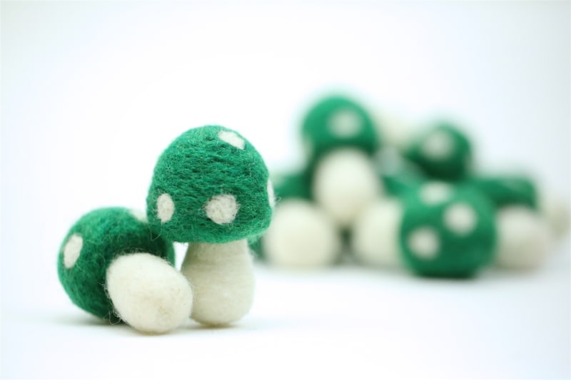 Felt Mushrooms - Emerald