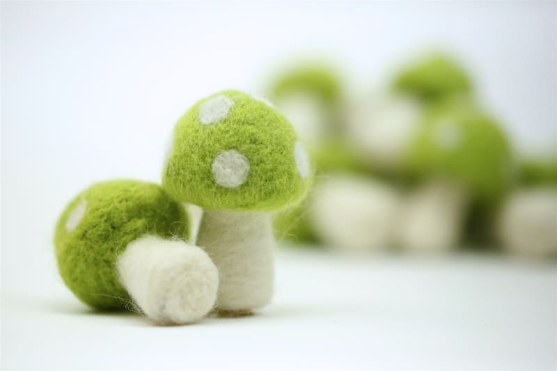 Felt Mushrooms - Yellow Green
