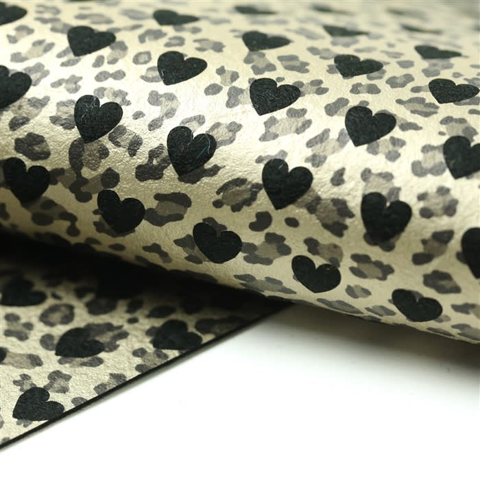 Reverse Gold Leopard Hearts on Black
